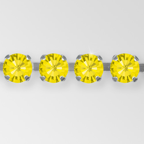 Rhinestone Chain, Machine Cut Citrine Silver Plated ss12 Product