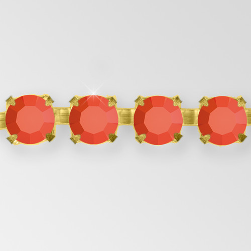 Rhinestone Chain, Machine Cut Coral Gold plated ss18 Product