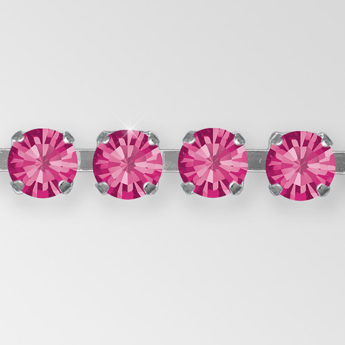 Rhinestone Chain, Machine Cut Fuchsia Silver Plated ss12 Product