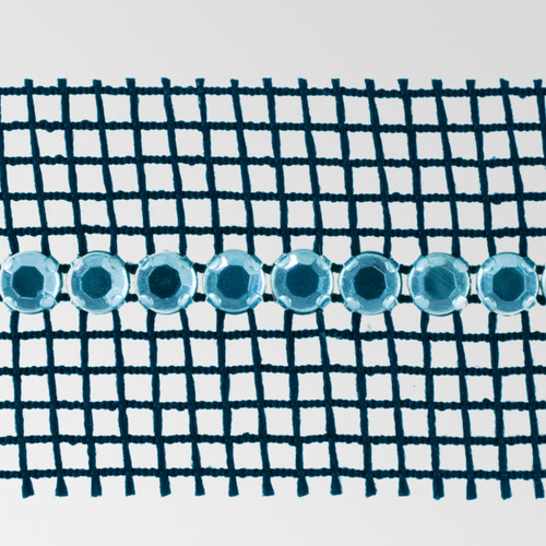 1-row Extra Chaton Rose Flat Back Banding Crystal, Silver Plated with Black Netting on both sides Product