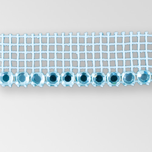 1-row Extra Chaton Rose Flat Back Banding Crystal, Silver Plated with White Netting on one side Product