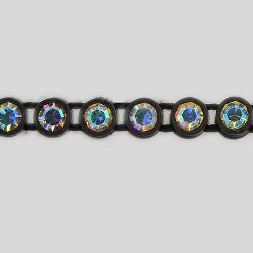 1-row ss13 Crystal AB, Black Setting, Machine Cut Rhinestone Plastic Banding 1-row ss13 Crystal AB, Black Setting, Machine Cut Rhinestone Plastic Banding Product
