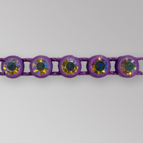 1-row ss13 Crystal AB, Purple Setting, Machine Cut Rhinestone Plastic Banding 1-row ss13 Crystal AB, Purple Setting, Machine Cut Rhinestone Plastic Banding Product