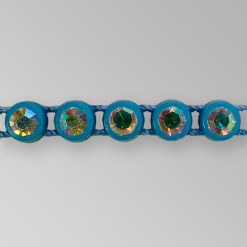 1-row ss19 Crystal AB, Turquoise Setting, Machine Cut Rhinestone Plastic Banding 1-row ss19 Crystal AB, Turquoise Setting, Machine Cut Rhinestone Plastic Banding Product