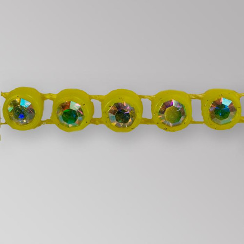 1-row ss19 Crystal AB, Yellow Setting, Machine Cut Rhinestone Plastic Banding 1-row ss19 Crystal AB, Yellow Setting, Machine Cut Rhinestone Plastic Banding Product