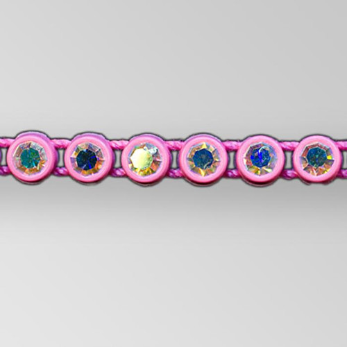 1-row ss8 Crystal AB, Dark Pink Setting, Machine Cut Rhinestone Plastic Banding 1-row ss8 Crystal AB, Dark Pink Setting, Machine Cut Rhinestone Plastic Banding Product