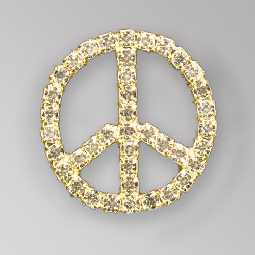 1.25 inches Crystal Gold Rhinestone Peace Sign - no loops (50% off) Product