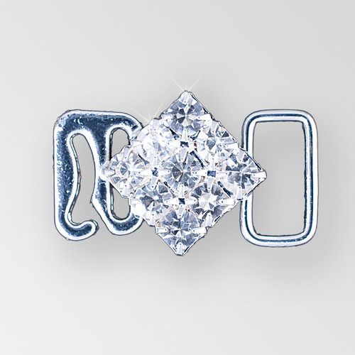 0.75 inch Crystal Silver Diamond Shape Rhinestone Swan Hook Connector, ss18 0.75 inch Crystal Silver Diamond Shape Rhinestone Swan Hook Connector, ss18 Product