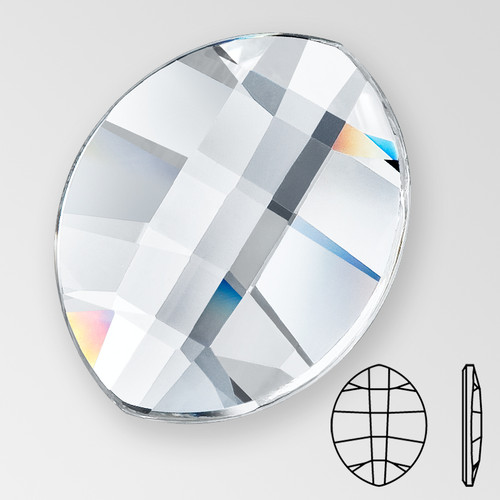 MC Flat Back HOT FIX Leaf in Crystal AB color, size 10x8mm, foiled Product