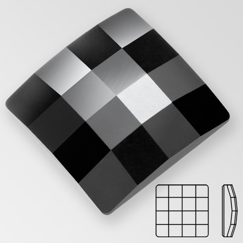 MC Flat Back Chessboard Square Stone, 12x12mm Jet, foiled Product