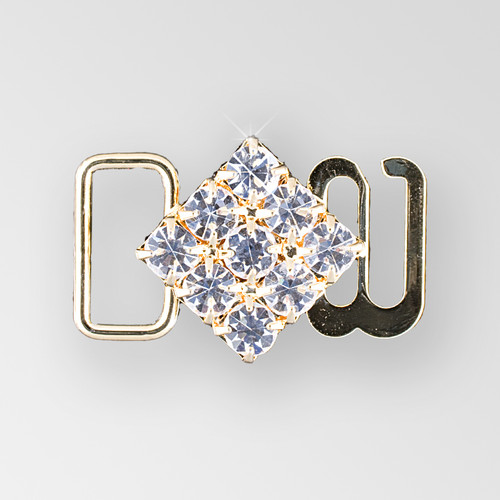 0.75 inch Crystal Gold Diamond Shape Rhinestone Swan Hook Connector, ss18 0.75 inch Crystal Gold Diamond Shape Rhinestone Swan Hook Connector, ss18 Product