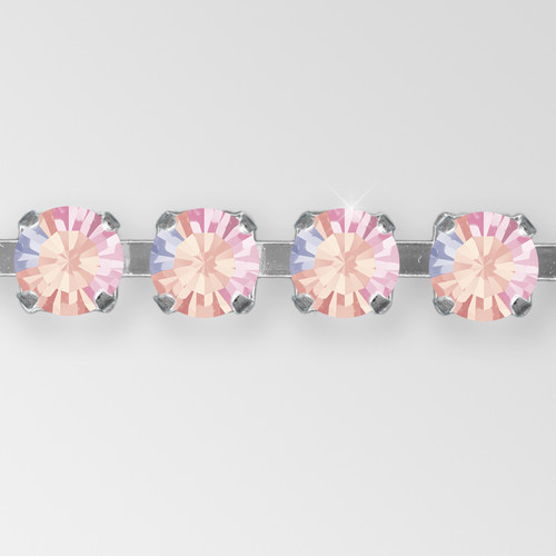 Rhinestone Chain, Machine Cut Rose AB, Silver Plated ss18 Product