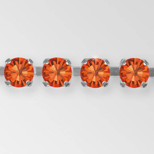 Rhinestone Chain, Machine Cut Maxima Hyacinth, Silver Plated ss8.5 Product