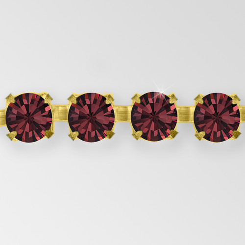 Rhinestone Chain, Machine Cut Maxima Burgundy Raw ss12 Product