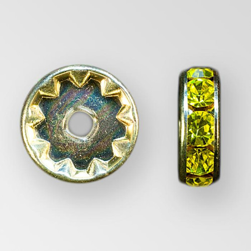 10mm Rhinestone Rondelle in Citrine, Gold plated Product