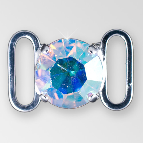0.5 inch round single stone Crystal AB Silver connector, ss45 Product