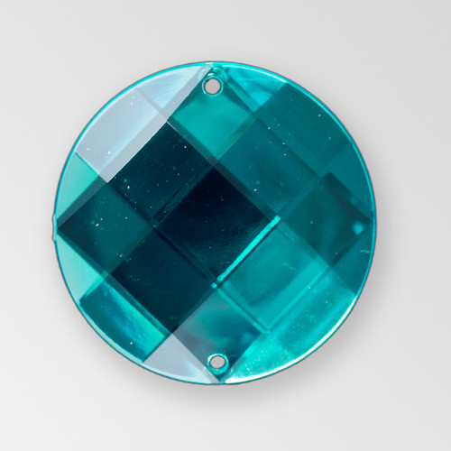 35mm Acrylic Round Sew-On Stone, Indicolite color