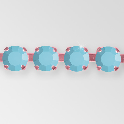 Rhinestone Chain, Machine Cut Turquoise, Rose Gold ss8.5 Product