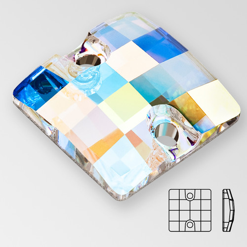 12x12mm MC Sew on Chessboard Square, Crystal AB, foiled Product