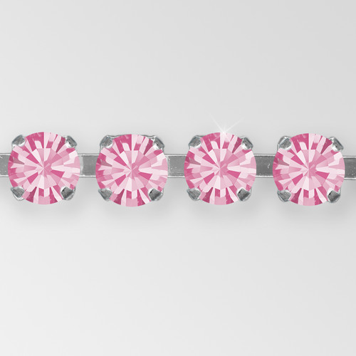 Rhinestone Chain, Machine Cut Rose,  Silver Plated ss29 Product