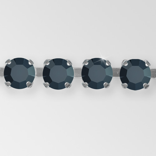 Rhinestone Chain, Machine Cut Jet, Silver Plated  ss8.5 Product