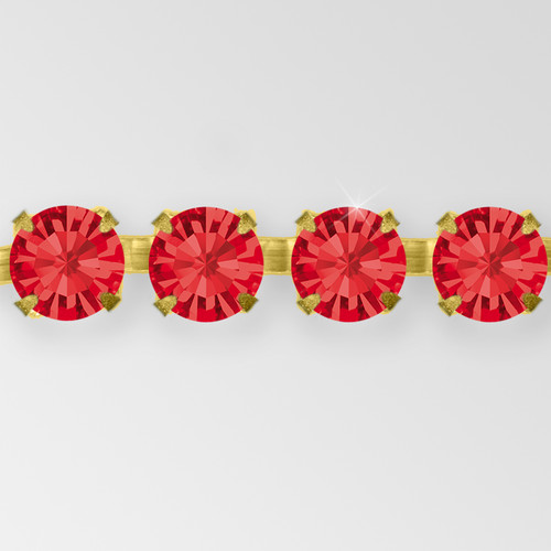 Rhinestone Chain, Machine Cut Lt. Siam, Gold plated  ss12 Product