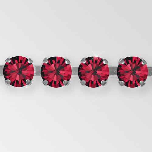 Rhinestone Chain, Machine Cut Siam, Silver Plated  ss18 Product