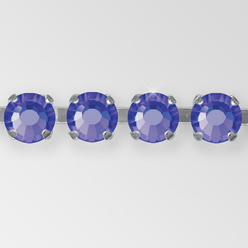 Rhinestone Chain, Machine Cut Deep Tanzanite, Sliver Plated ss16 Product