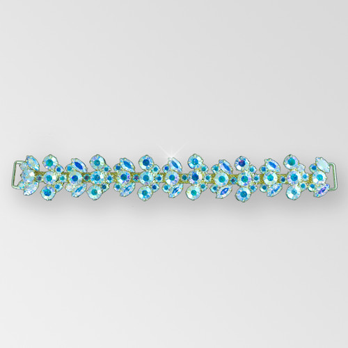 6.5 inch Reinforced Crystal AB Gold Rhinestone Connector, 10x5mm Navettes, ss14.5, ss18, ss34 on Metal Mash Product