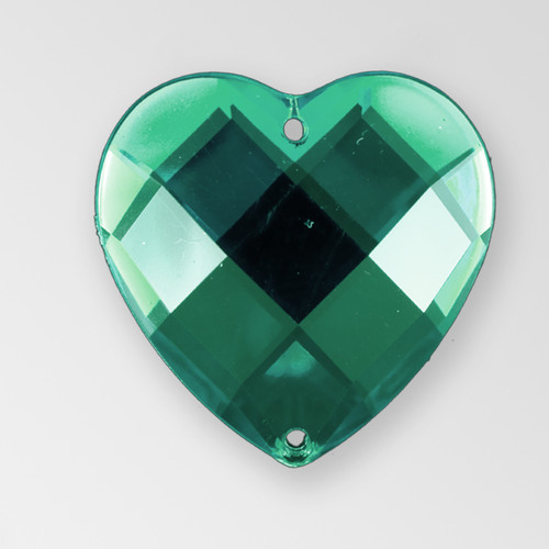 25mm Acrylic Heart Sew-On Stone, Emerald color Product