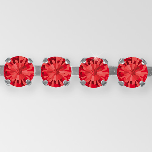 Rhinestone Chain, Machine Cut Lt.Siam, Silver Plated  ss29 Product