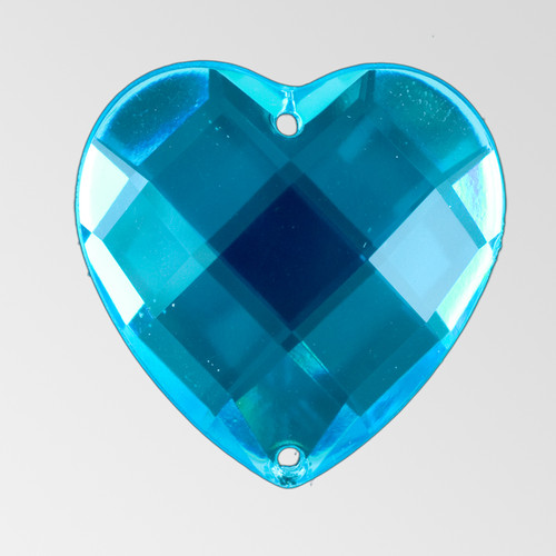 20mm Acrylic Heart Sew-On Stone, Aqua Bohemica color Product