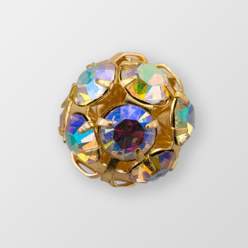 18mm Rhinestone Ball Crystal AB, Gold Plated Product