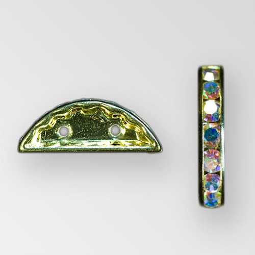 19x7mm Crystal AB Halfmoon, Gold plated Product