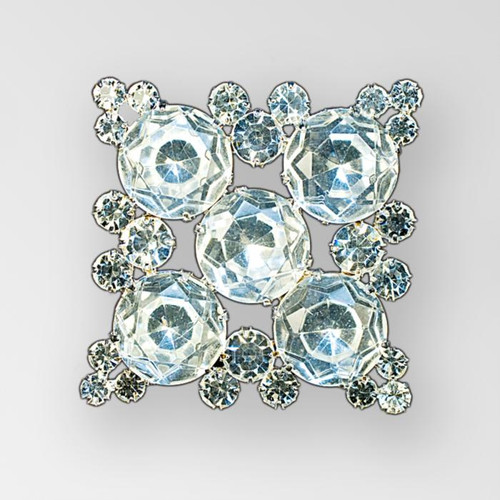 2 inch Rhinestone Trim, Flat Metal Back, no loop, Crystal, Silver Product