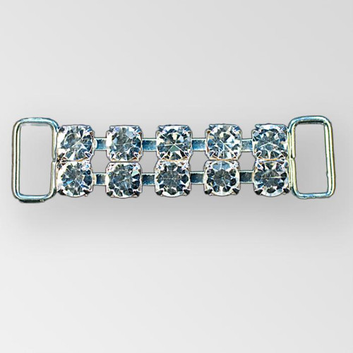 2.25 inches 2-row Rhinestone Connector, Crystal/Silver, ss29 Product