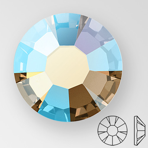 ss16 SMOKE TOPAZ AB - PRECIOSA MAXIMA Flat Back, 15 facets, foiled Product