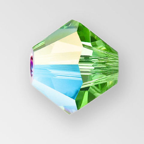 3mm MC Preciosa Bicone (Rondelle) Bead, Peridot Glitter color - BEAD & TRIM