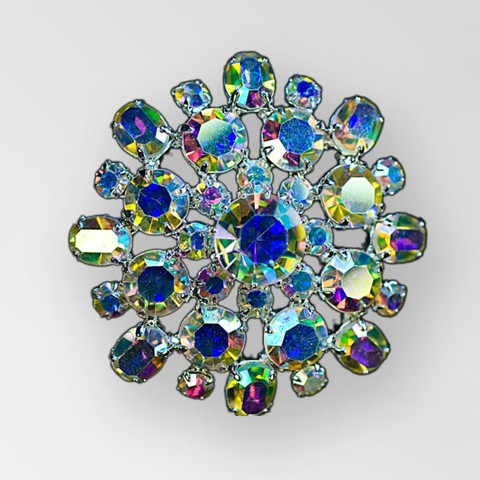 42mm Fancy Rhinestone Button, Crystal AB, Silver,ss18, ss38, ss48, oval ...