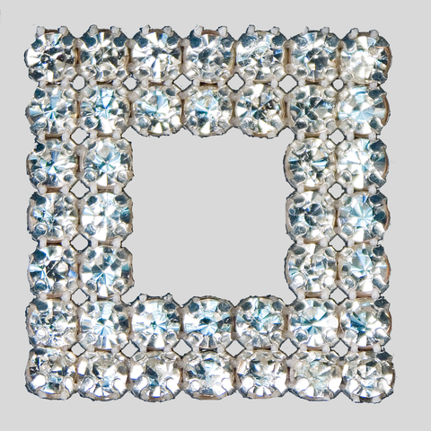Square Crystal Silver Rhinestone Banding Patch - BEAD & TRIM