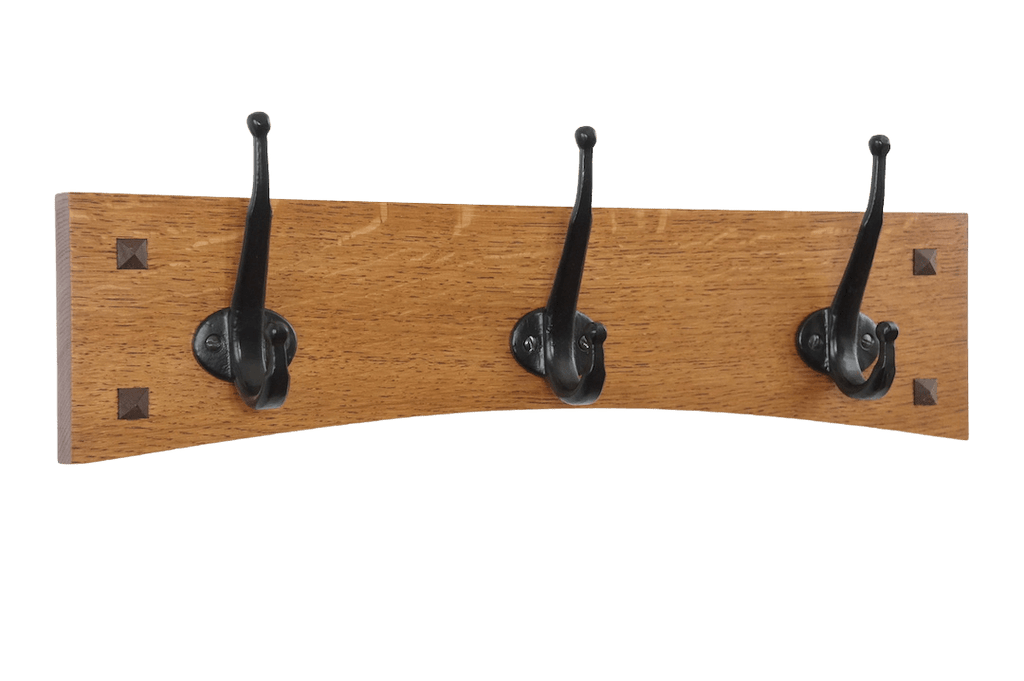 Arched Mission Wall Coat Rack with Vintage Style Cast Iron Hooks