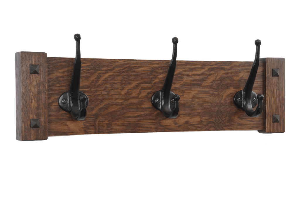 Mission Craftsman Wall Coat Rack with Vintage Cast Iron Hooks 18