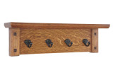 Mission Craftsman Wall Coat Rack Shelf with Black Key Hooks 19-39" Wide