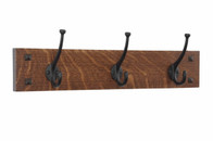 Narrow Mission Style Wall Coat Rack with Craftsman Style Hooks 18" to 48" wide
