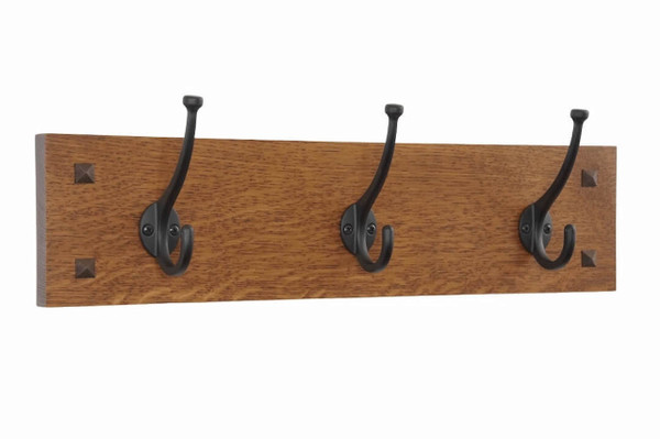 Classic Mission Style Wall Coat Rack with Craftsman Style Hooks 18" to 48" wide