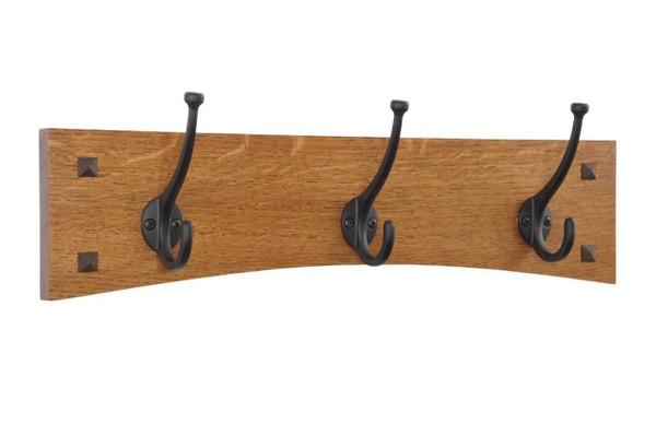 Arched Mission Style Wall Coat Rack with Craftsman Style Hooks 18" to 48" wide