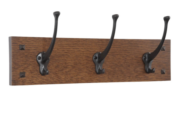 Classic Mission Style Wall Coat Rack with Mission Style Hooks 18" to 48" wide
