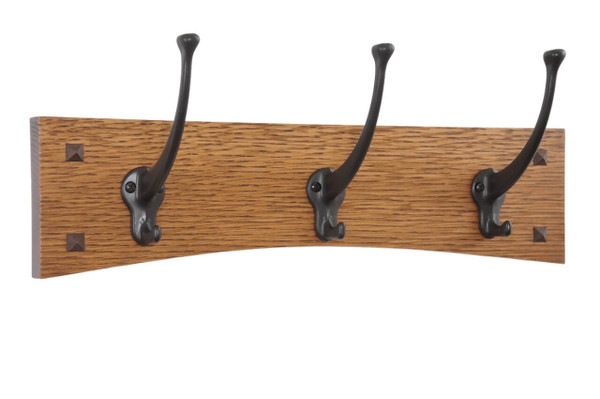 Arched Mission Style Wall Coat Rack with Mission Style Hooks 18" to 48" wide