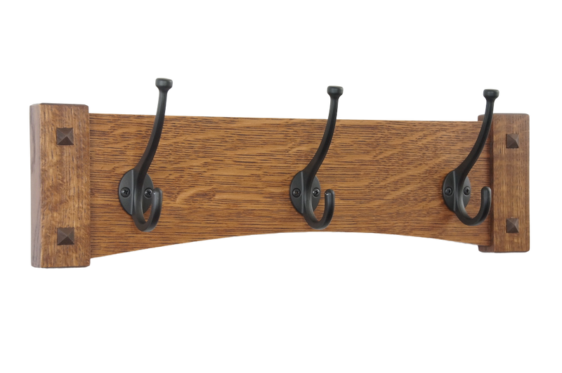 Arched Mission Craftsman Wall Coat Rack with Craftsman Style Hooks 18-48" wide
