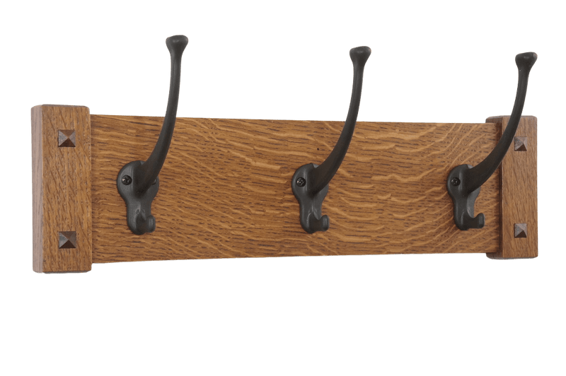 Mission Craftsman Wall Coat Rack with Mission Style Hooks 18-48" Wide